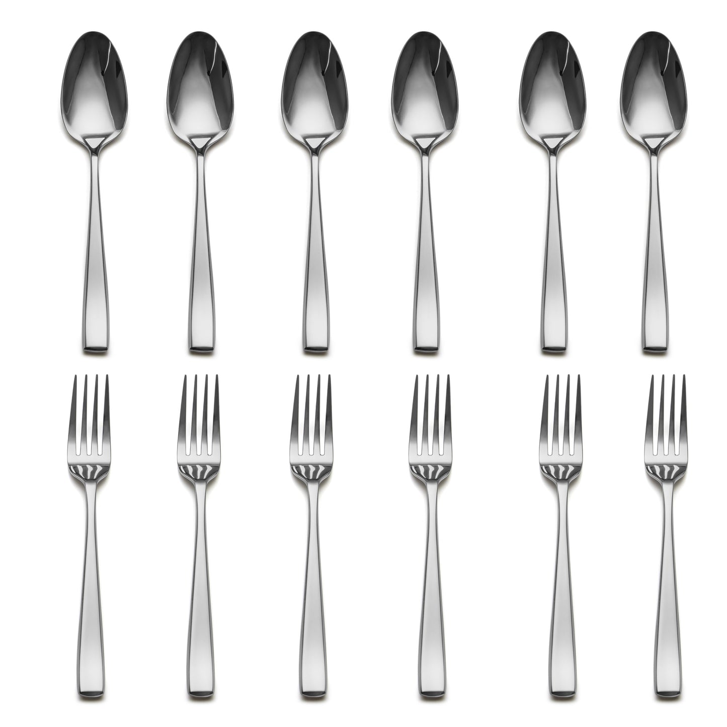Slanted Mirror-Polish Small Spoon & Fork Duo