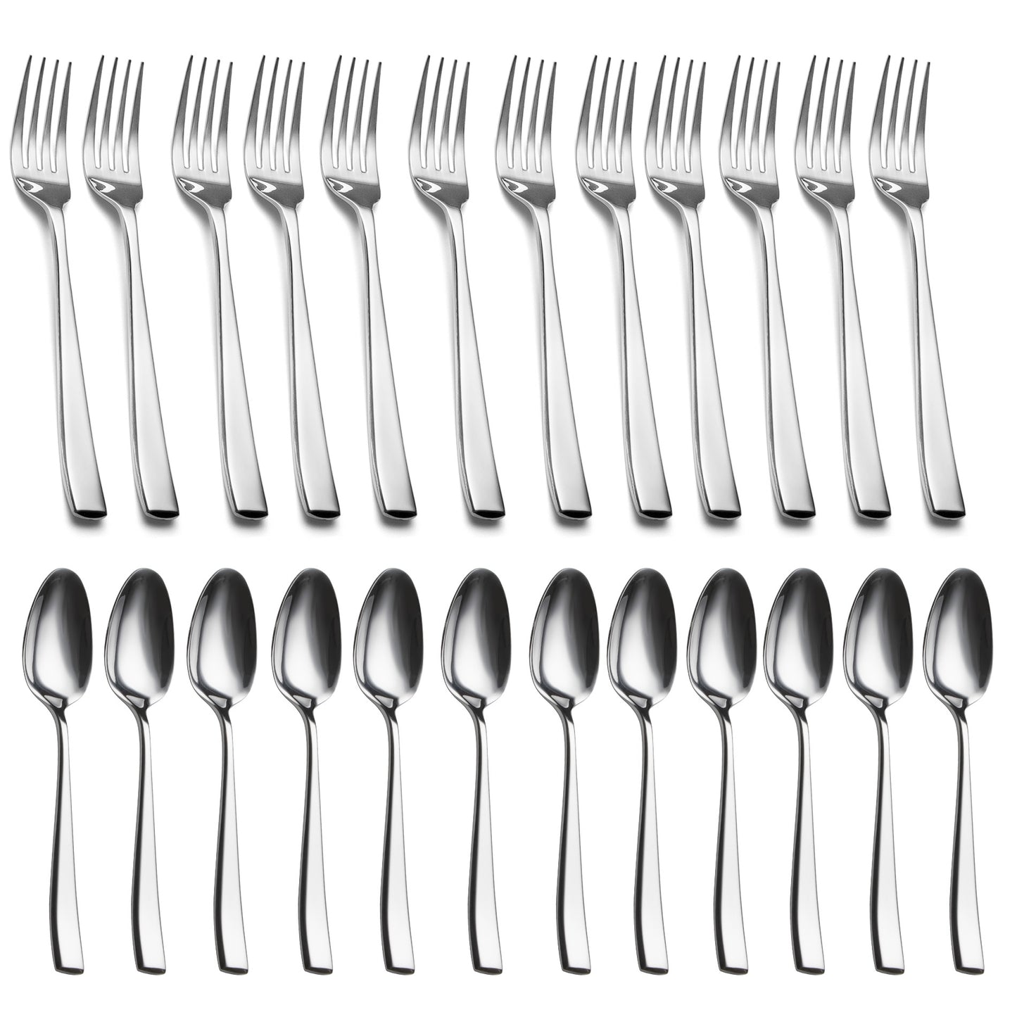 Slanted Mirror-Polish Big Spoon & Fork Duo