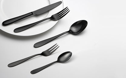 Mirror-Finish Electroplated Black Flatware Set