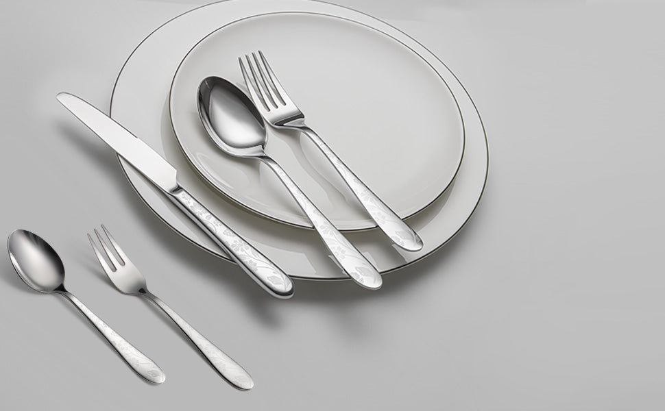 KH2000 Mirror-Finish Daisy Print Flatware Set