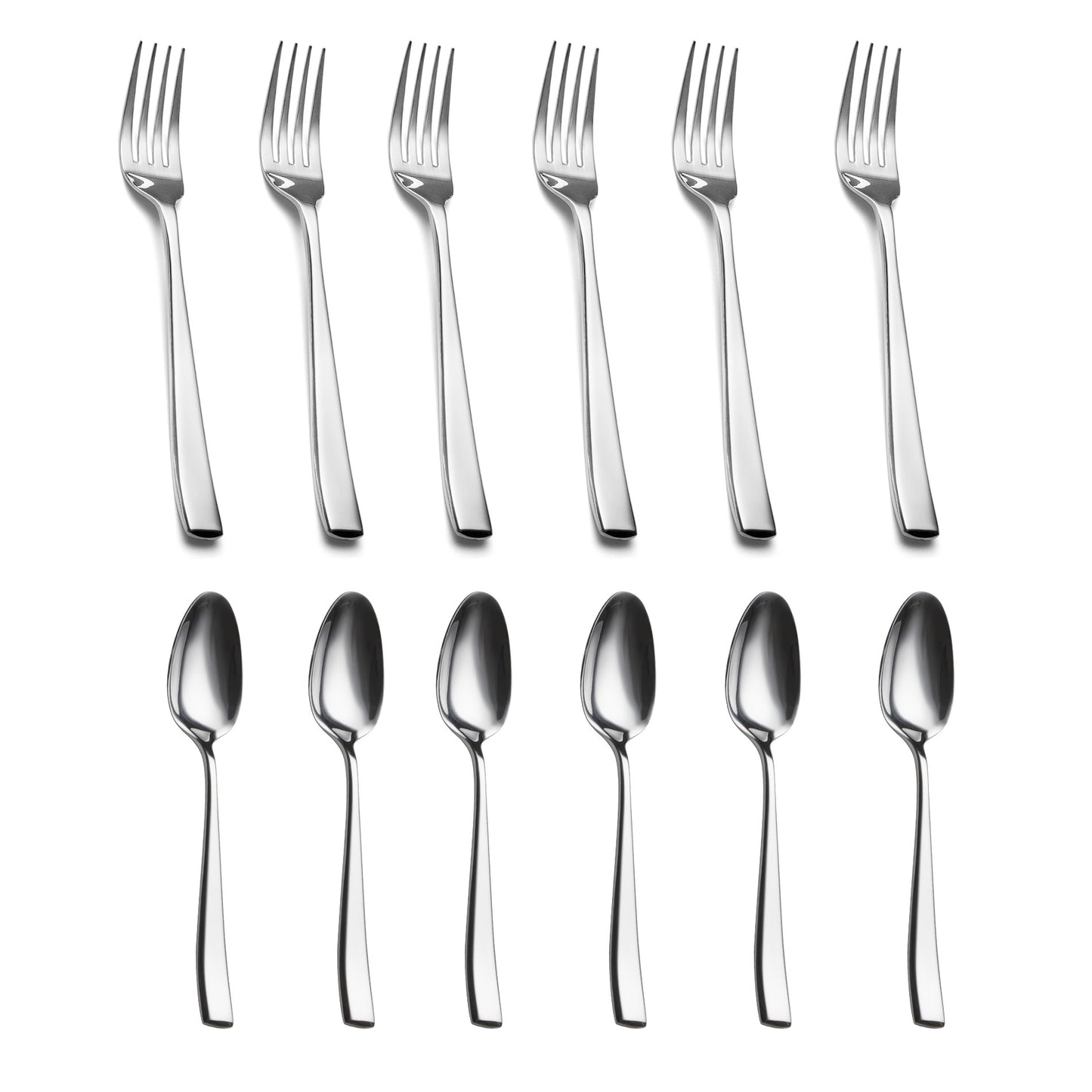 Slanted Mirror-Polish Big Spoon & Fork Duo
