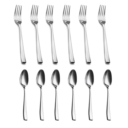 Slanted Mirror-Polish Big Spoon & Fork Duo