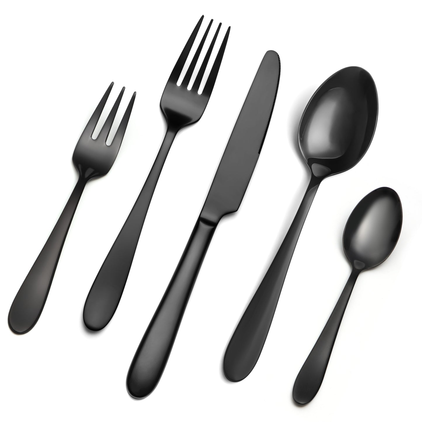 Mirror-Finish Electroplated Black Flatware Set