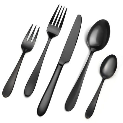 Mirror-Finish Electroplated Black Flatware Set