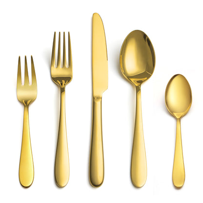 KH2000 Mirror-Finish Electroplated Gold Flatware Set