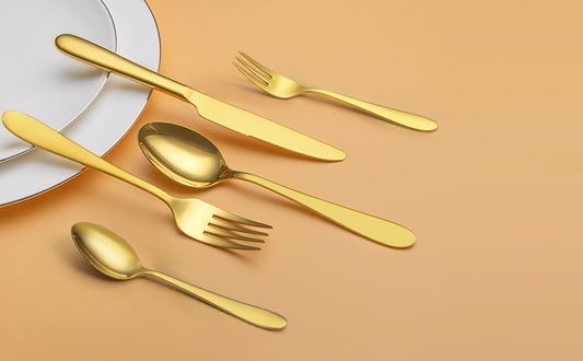 KH2000 Mirror-Finish Electroplated Gold Flatware Set