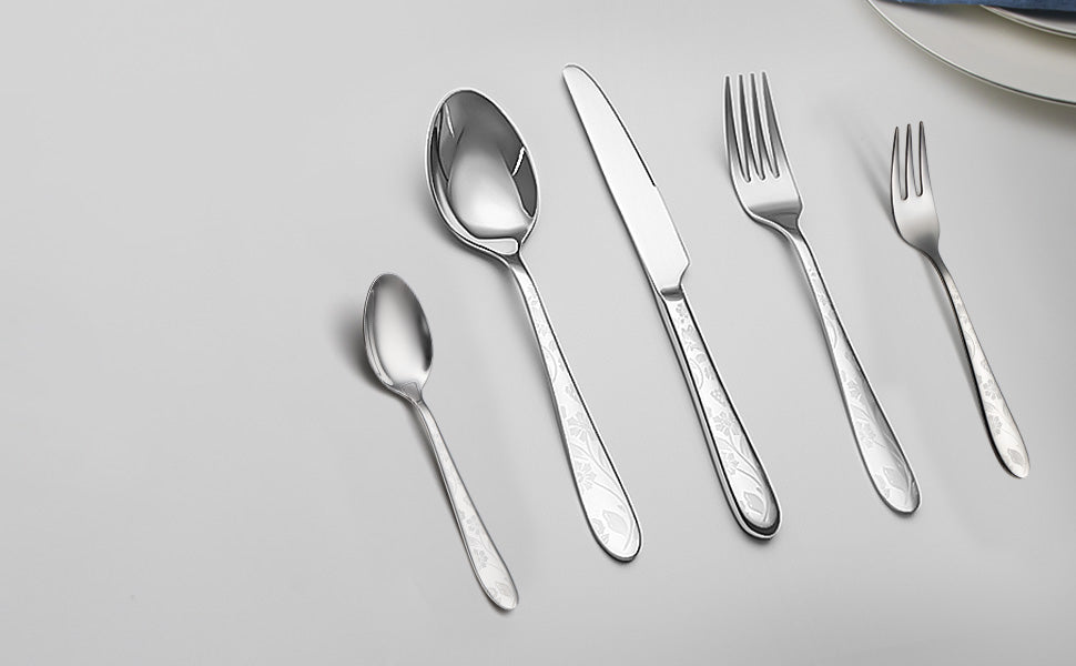 KH2000 Mirror-Finish Daisy Print Flatware Set