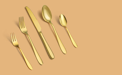 KH2000 Mirror-Finish Electroplated Gold Flatware Set