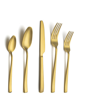 Slanted Matte Gold Electroplated Flatware Set