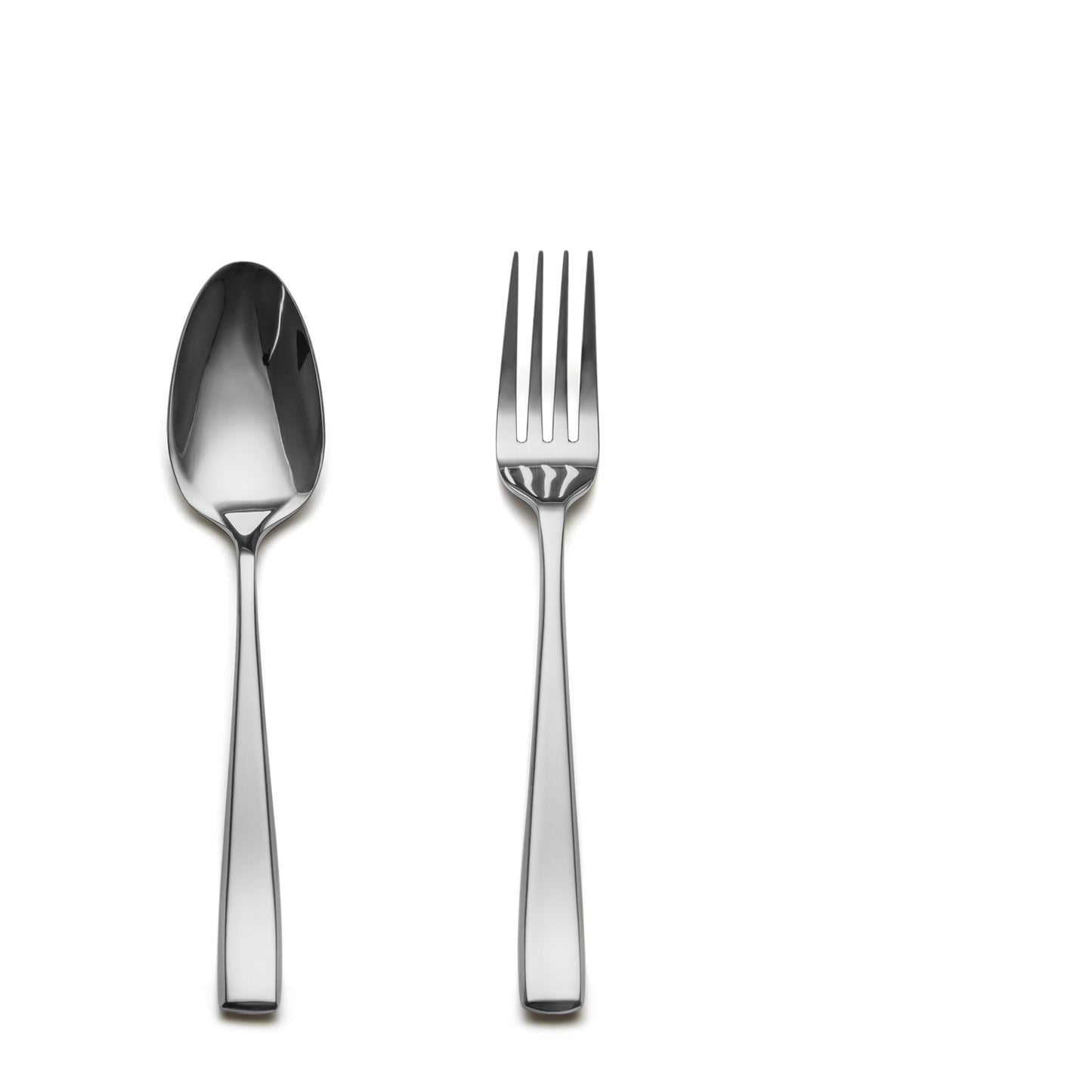 Slanted Mirror-Polish Big Spoon & Fork Duo