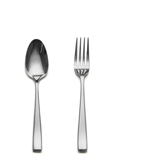 Slanted Mirror-Polish Big Spoon & Fork Duo