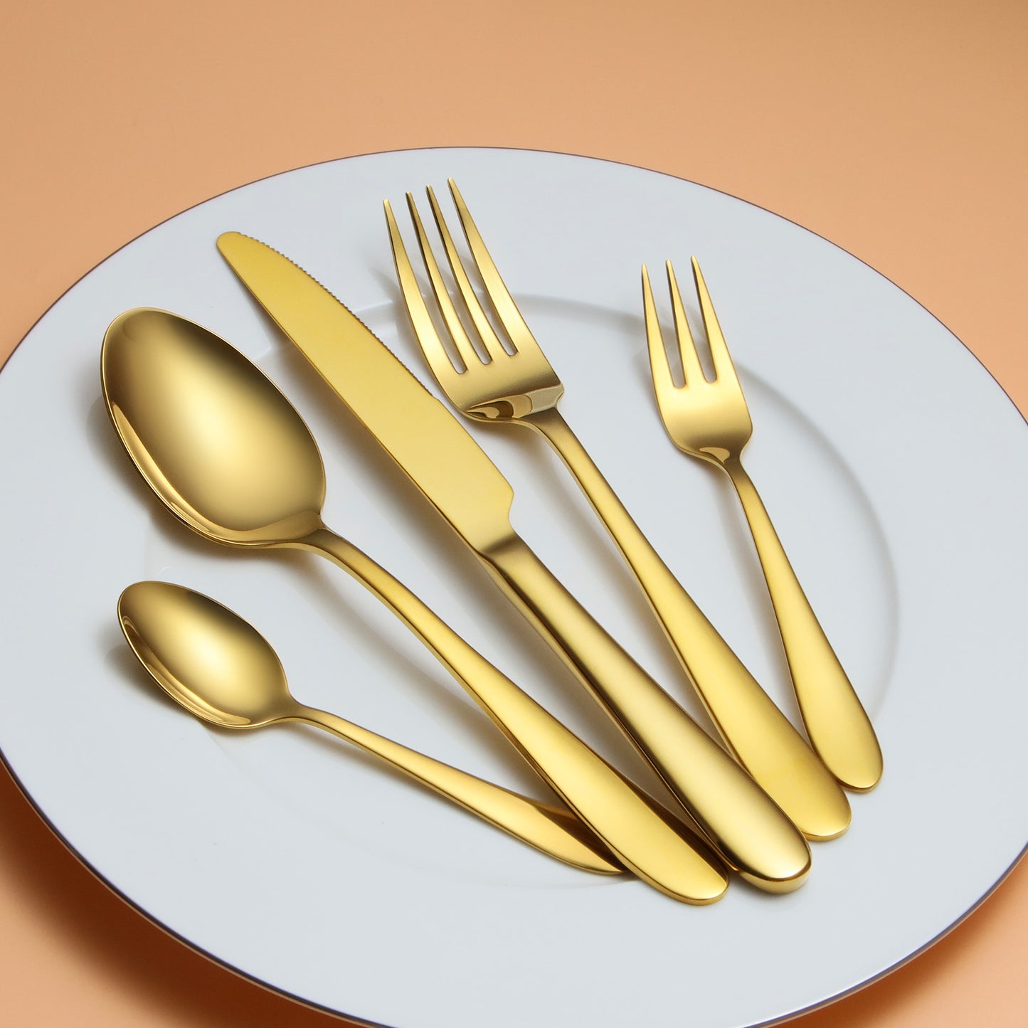 KH2000 Mirror-Finish Electroplated Gold Flatware Set