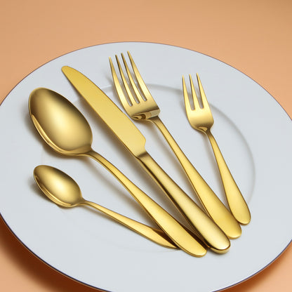KH2000 Mirror-Finish Electroplated Gold Flatware Set