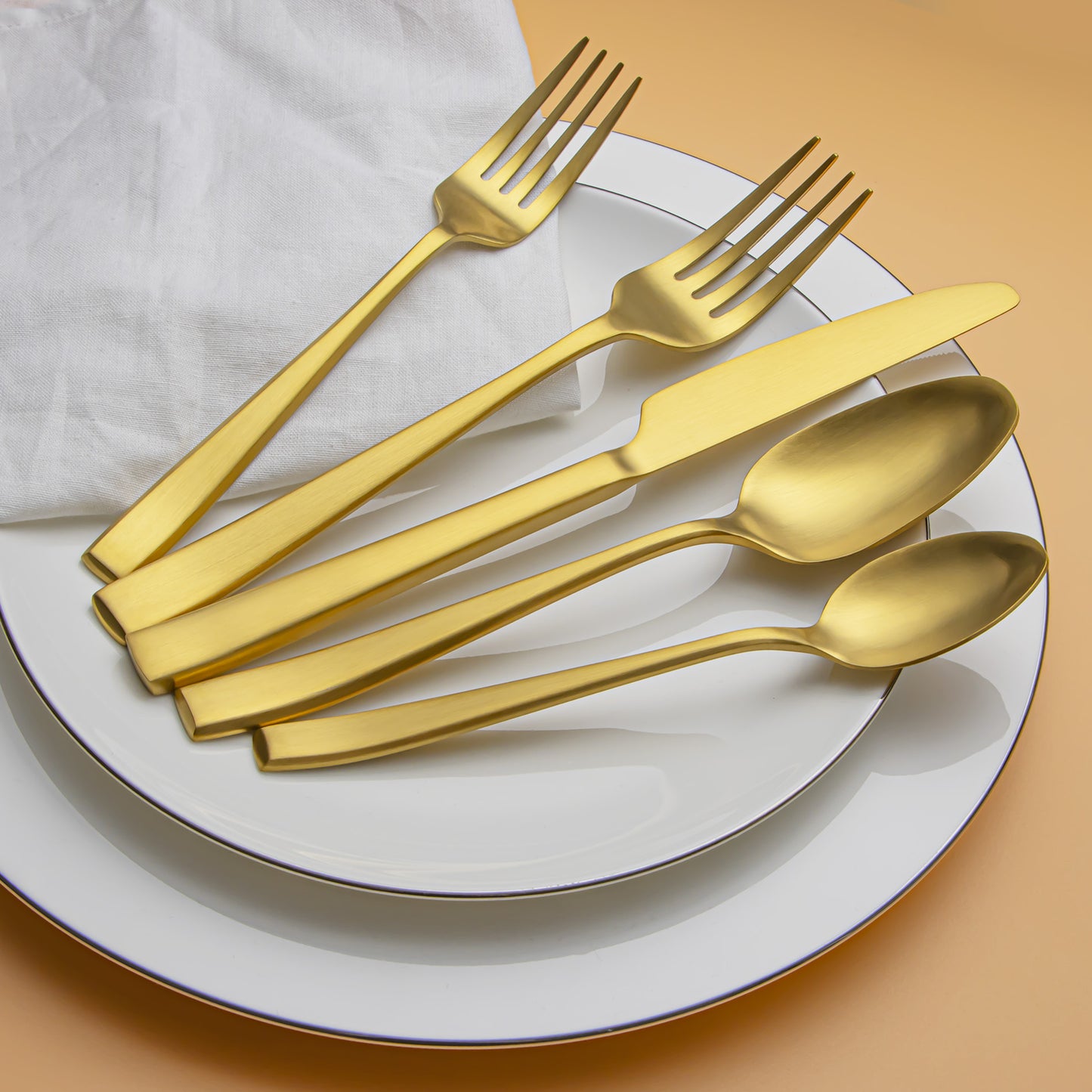 Slanted Matte Gold Electroplated Flatware Set