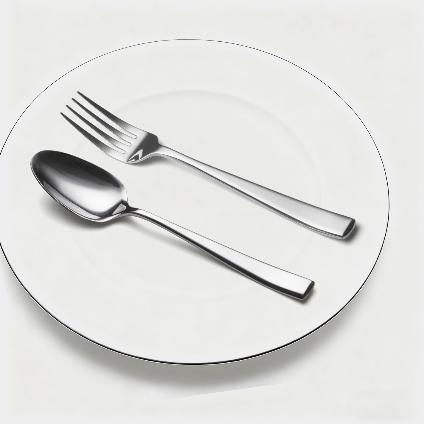Slanted Mirror-Polish Small Spoon & Fork Duo