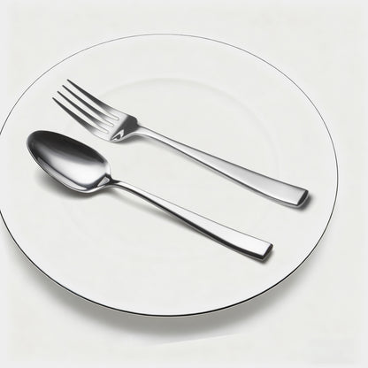 Slanted Mirror-Polish Small Spoon & Fork Duo