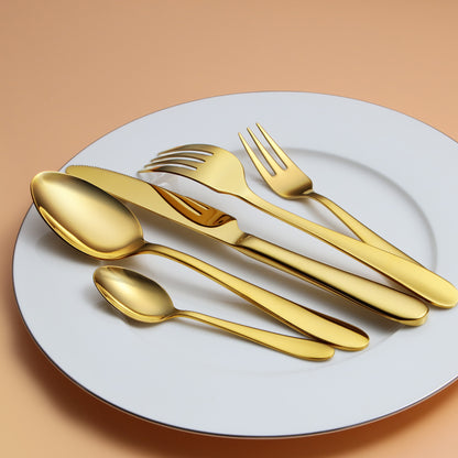KH2000 Mirror-Finish Electroplated Gold Flatware Set