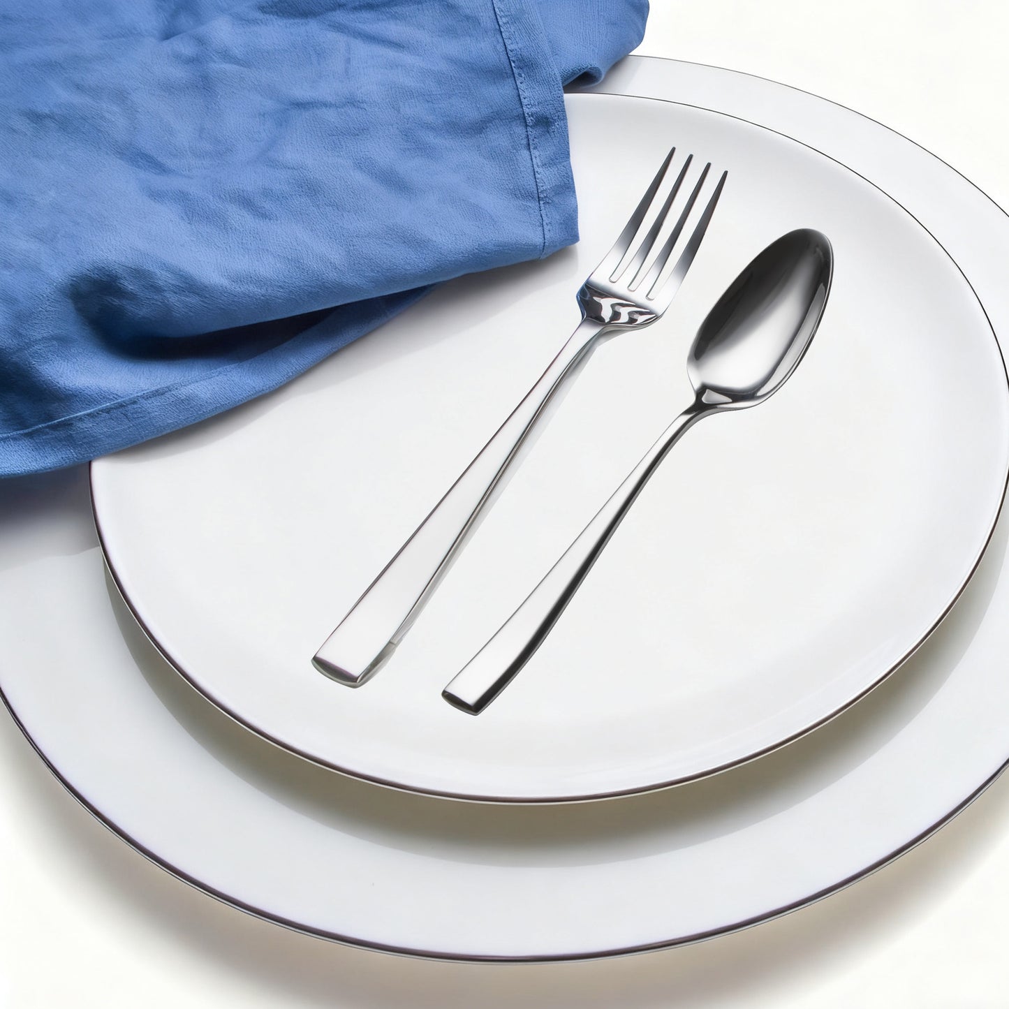 Slanted Mirror-Polish Big Spoon & Fork Duo