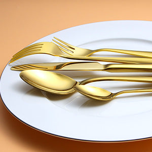 KH2000 Mirror-Finish Electroplated Gold Flatware Set