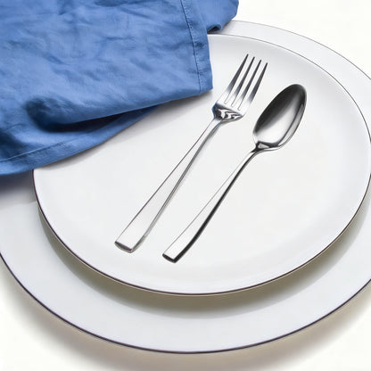 Slanted Mirror-Polish Small Spoon & Fork Duo