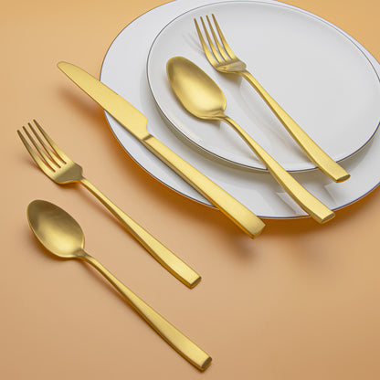Slanted Matte Gold Electroplated Flatware Set