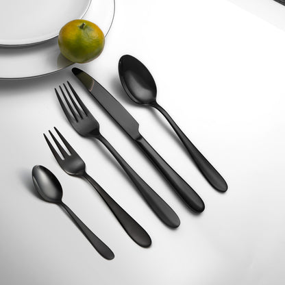 Mirror-Finish Electroplated Black Flatware Set