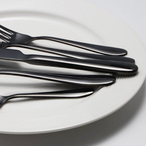 Mirror-Finish Electroplated Black Flatware Set