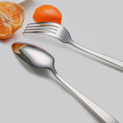 Slanted Mirror-Polish Small Spoon & Fork Duo