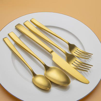 Slanted Matte Gold Electroplated Flatware Set
