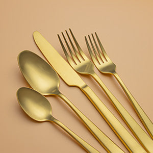 Slanted Matte Gold Electroplated Flatware Set