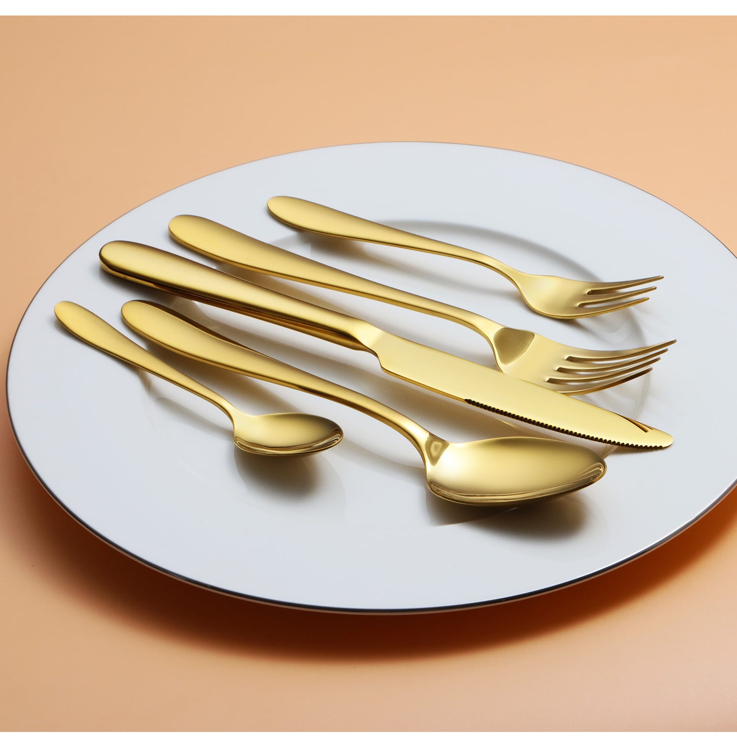 KH2000 Mirror-Finish Electroplated Gold Flatware Set