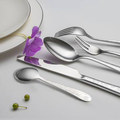 KH2000 Mirror-Finish Daisy Print Flatware Set