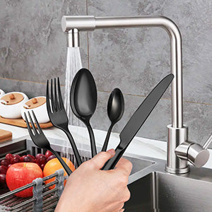 Mirror-Finish Electroplated Black Flatware Set
