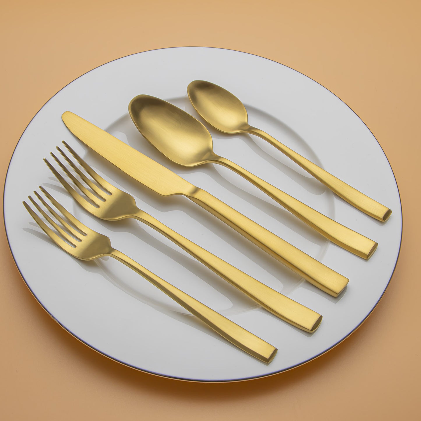 Slanted Matte Gold Electroplated Flatware Set