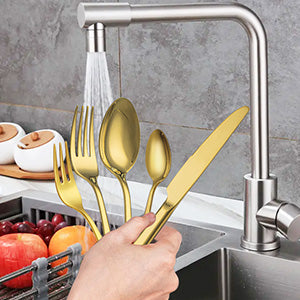 KH2000 Mirror-Finish Electroplated Gold Flatware Set
