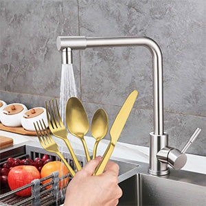 Slanted Matte Gold Electroplated Flatware Set