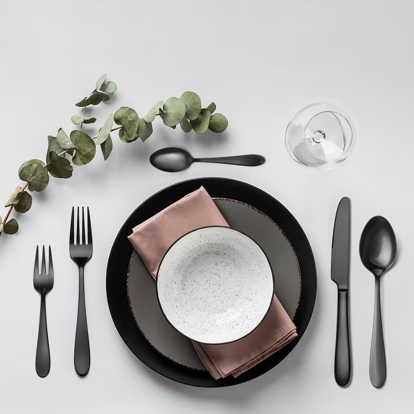 Mirror-Finish Electroplated Black Flatware Set