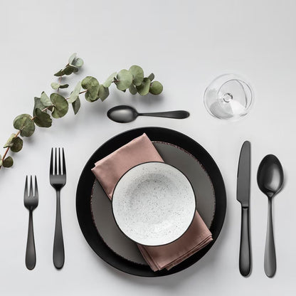 Mirror-Finish Electroplated Black Flatware Set