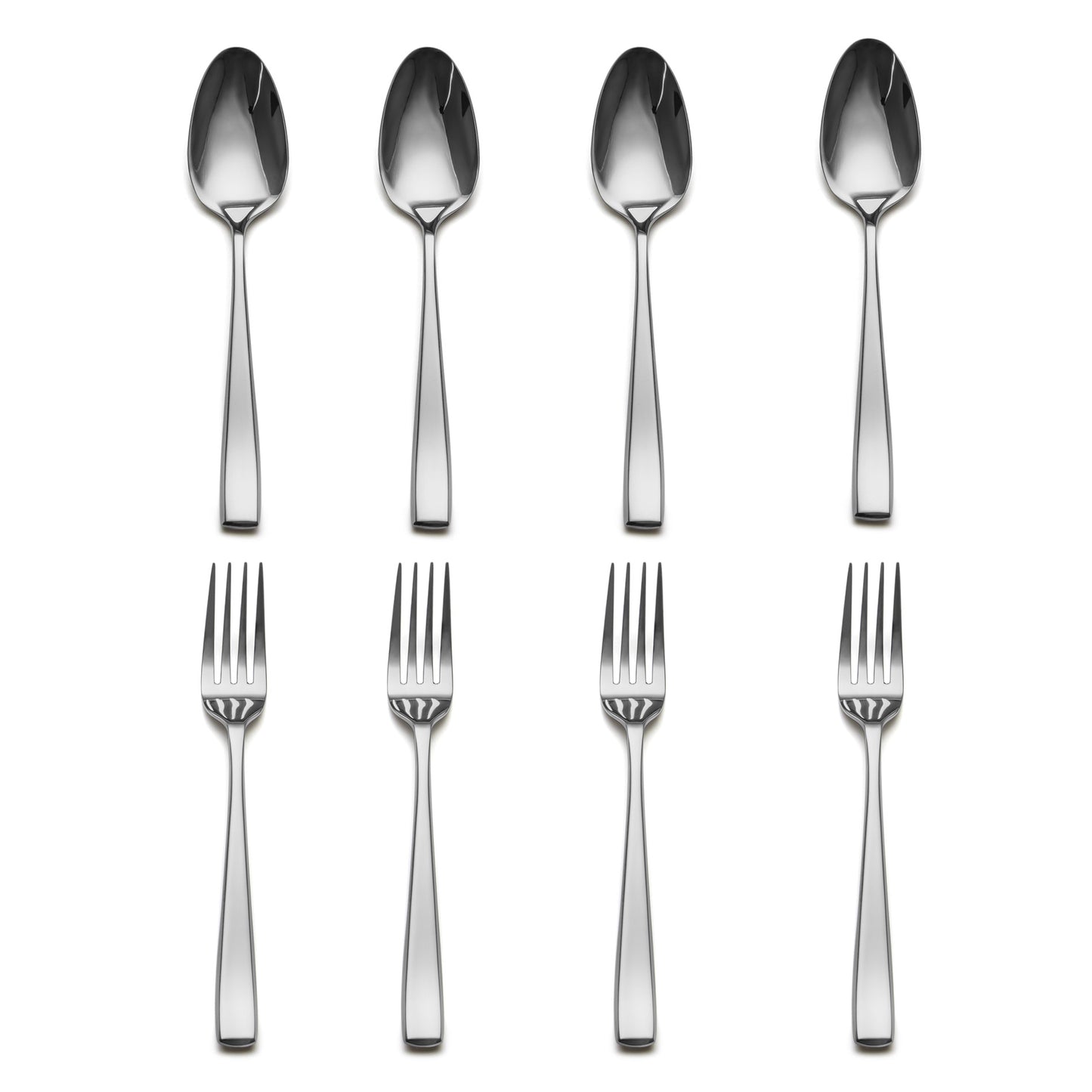 Slanted Mirror-Polish Small Spoon & Fork Duo