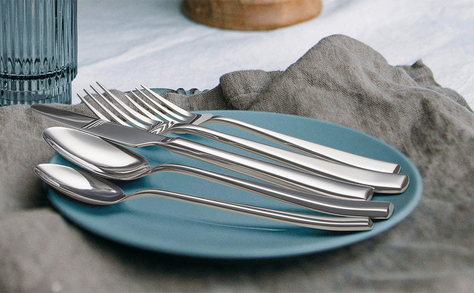 Slanted Mirror-Finish Flatware Set