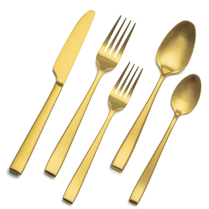 Slanted Matte Gold Electroplated Flatware Set